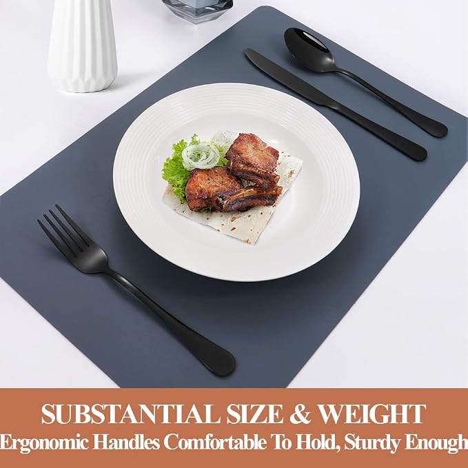 50 Pcs Black Silverware Set for 10, Food Grade Stainless Steel Flatware Set - Image 6