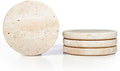 Turkish Natural Marble Coasters Set of 4, Round Travertine Coasters 4 inch by HAMAKAWA