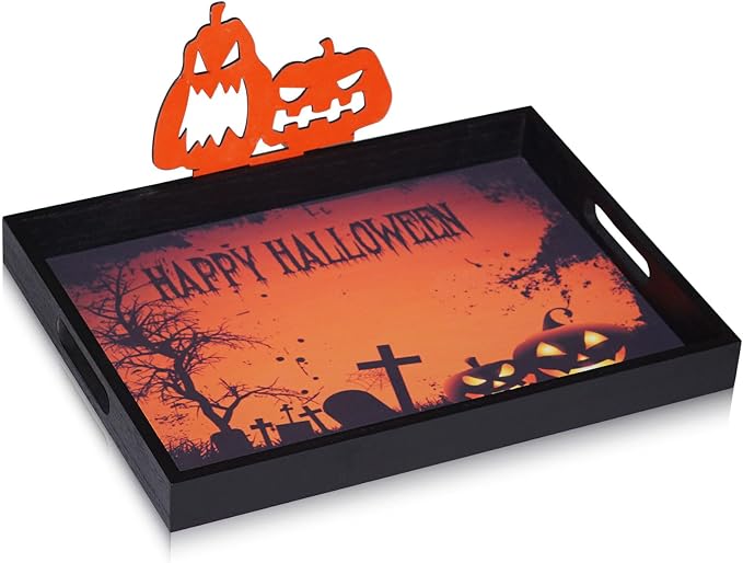 Krismax Halloween Decorations Decorative Serving Trays and Platters Pumpkin Tray by Home