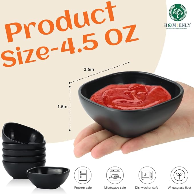 Wheat Straw Small Dishes Set of 6, 4.5oz Unbreakable Serving Dish & Sauce Dish - Image 2