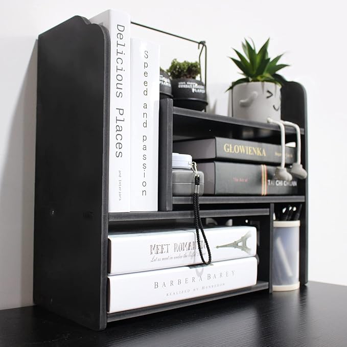 YGYQZ Adjustable Desktop Shelf Organizer, 3-Tier Expandable Desk Shelf by YGYQZ