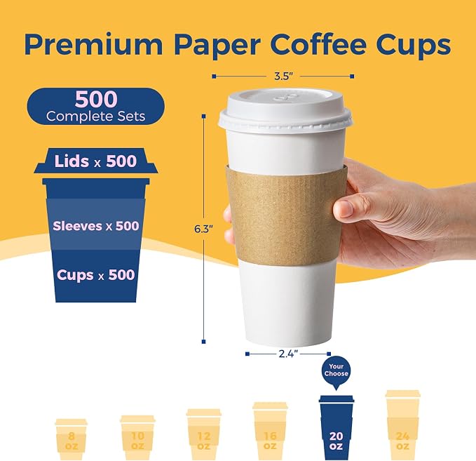 Fit Meal Prep 500 Pack 20 oz Disposable Coffee Cups - Image 2
