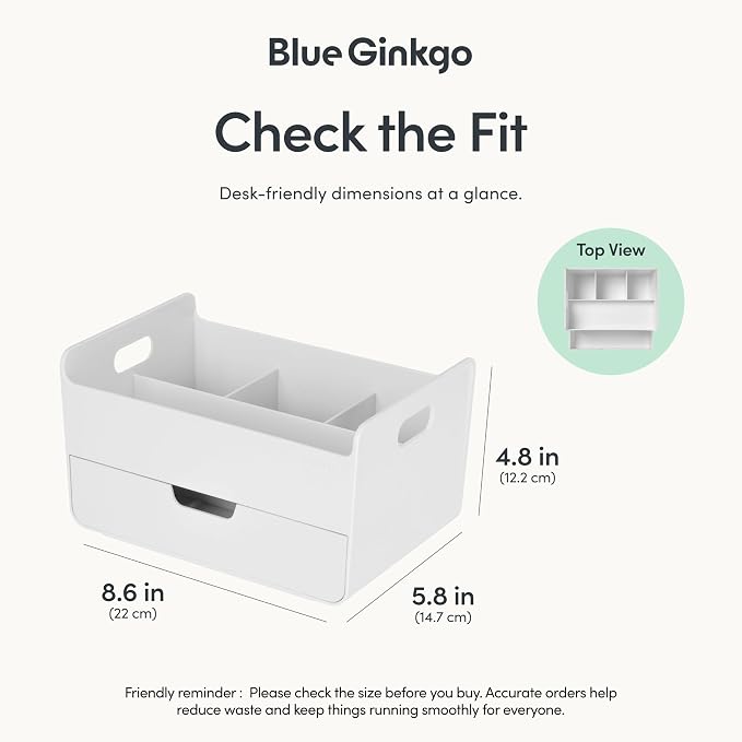 BLUE GINKGO Portable Desk Organizer, Made in Korea | 3 Compartments. Half - Image 3