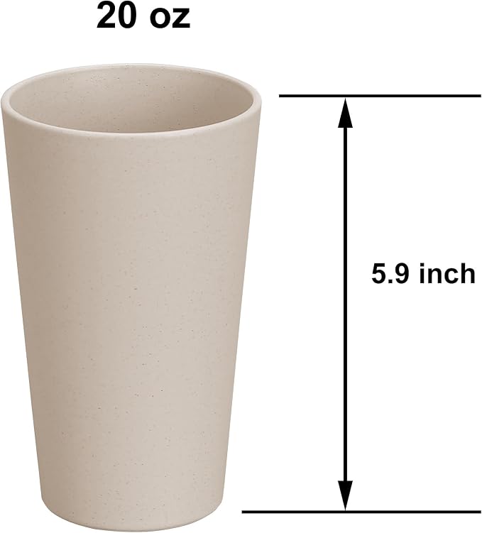 Wheat Straw Unbreakable Cup | 20 oz Reusable Water Drinking Glasses Sets of 6 | - Image 2