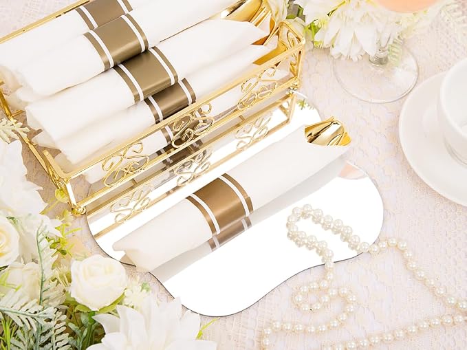 210 Pcs Clear Gold Plates for Party | Clear Party Plates Set for 30 Guests - Image 8