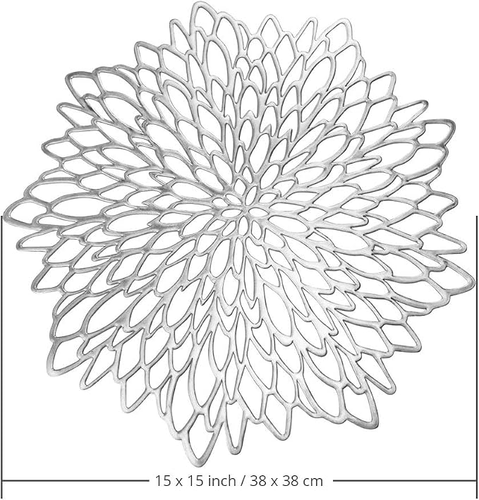 15 Inch Silver Round Placemats for Dinner Table Set of 6 | AdasBridal Placemats - Image 2