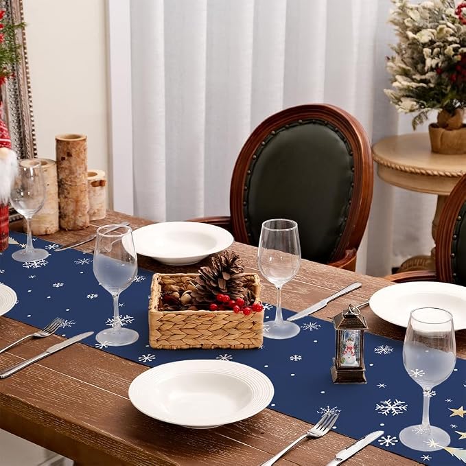 Christmas Table Runner 13x72 Inch, Xmas Trees Snowflakes Holiday Decorative - Image 8