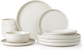 Famiware Milkyway 12-Piece Stoneware Dinnerware Set, Matte Beige White | Plates by Famiware