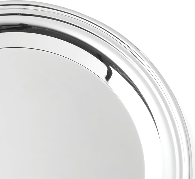 Reed & Barton Derby Silverplate Round Serving Tray, Coffee Table Decor | hand - Image 2