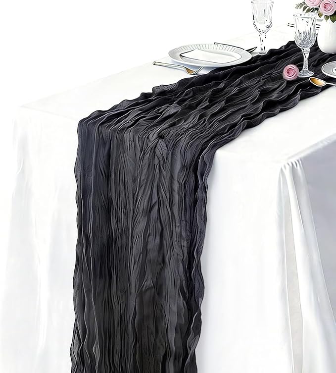 10 Pack Black Cheesecloth Table Runner 21 x 120 Inch Boho Gauze Sheer Table - Image 2