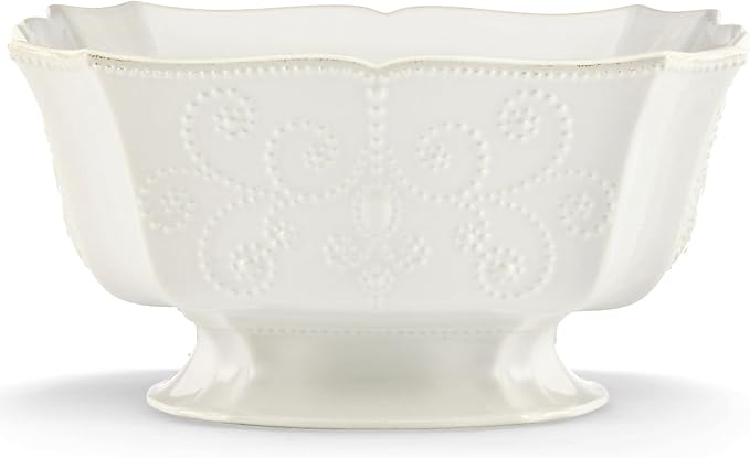 Lenox French Perle White Stoneware Centerpiece Serving Bowl | dishwasher safe by Lenox