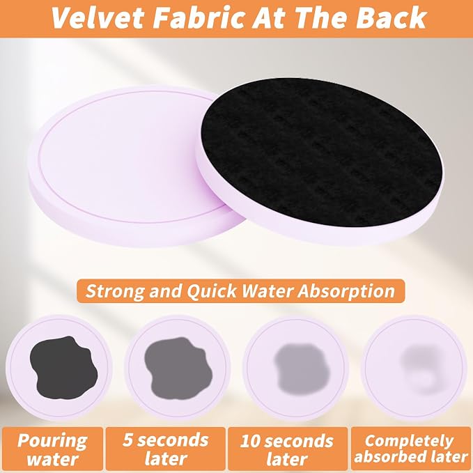 Azhou 6Pcs Drink Coaster with Holder, Lavender Absorbent Coasters - Image 2