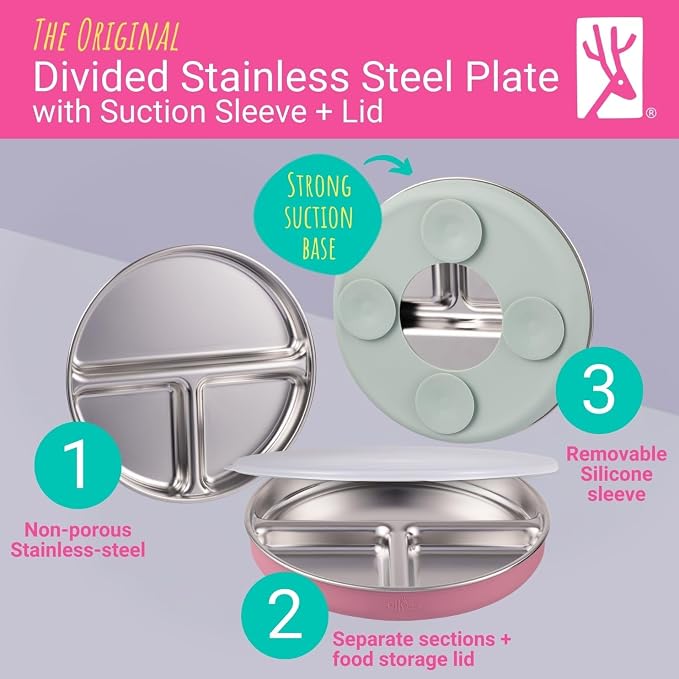 Elk and Friends Kids Stainless Steel Divided Plates - Image 2
