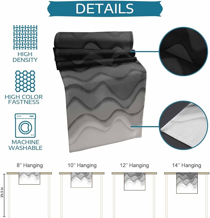 Grey Ocean Table Runners 70 Inches Long, Cotton Linen Fabric Table Runner - Image 7