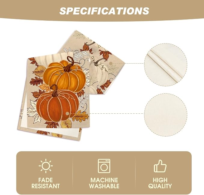 Artoid Mode 210 GSM Fall Table Runner 13x108 Inch Home Party Decor | Orange - Image 5