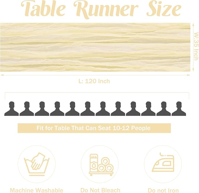 6 Pieces Beige 10FT Cheesecloth Table Runner Boho Gauze Fabric Table Runner - Image 4
