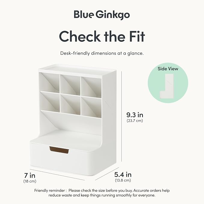 BLUE GINKGO Hive Pen Desk Organizer, Made in Kore | 6 Compartments. Full - Image 3