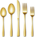 40 Pcs Gold Silverware Set, Stainless Steel Flatware Set by WISKEMA