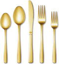 20 Pcs Gold Silverware Set, Stainless Steel Flatware Set by WISKEMA