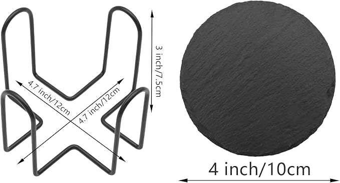 VIBRATITE 12 Pack 4 Inch Round Slate Drink Coasters - Image 2