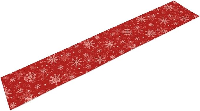 Red Snowflakes Christmas Table Runner, Seasonal Winter Holiday Kitchen Dining - Image 7