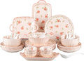 Ceramic Dinnerware Set, Floral Plates and Bowls Sets, Microwave & Dishwasher by FANGJING