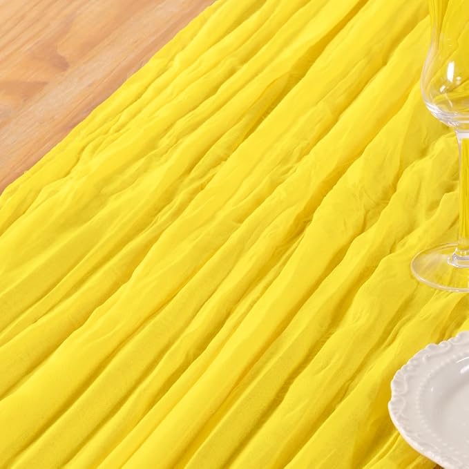 DeZerlor Lemon Yellow Cheesecloth Table Runners 10 Pack Summer Boho Runners | - Image 7