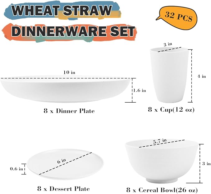 Wheat Straw Dinnerware Sets Service - Image 2