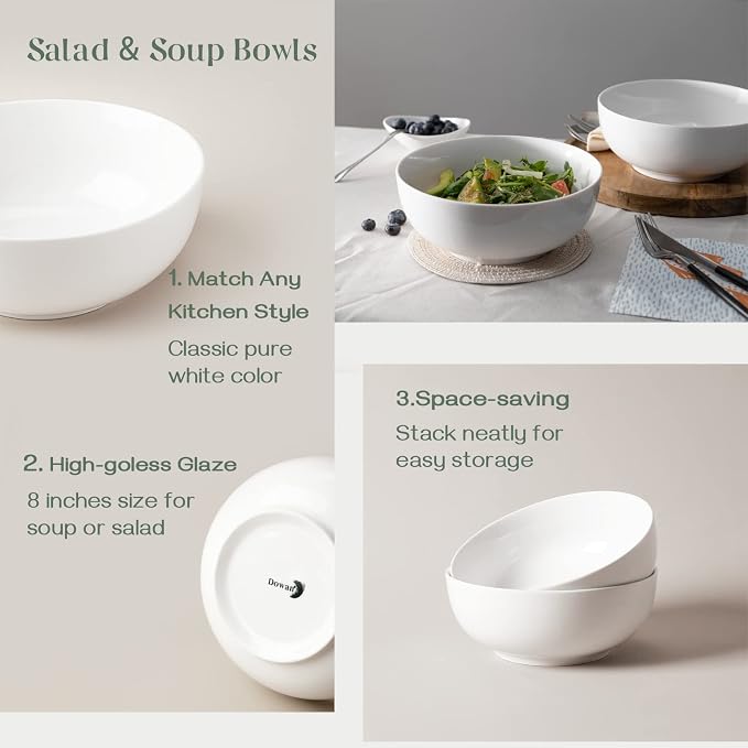 DOWAN Salad Bowls, Large Pho Bowls, Side Dishes, Kitchen Decor, Microwave & - Image 4