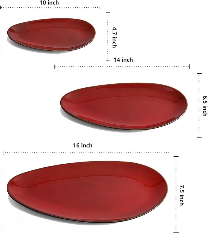 vicrays Large Oval Serving Platters, Stackable Serving Trays Serving Plates - Image 3