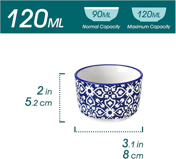 vancasso Selene 4 Oz Porcelain Ramekins Set of 6, Crème Brûlée Dessert Cups | - Image 2