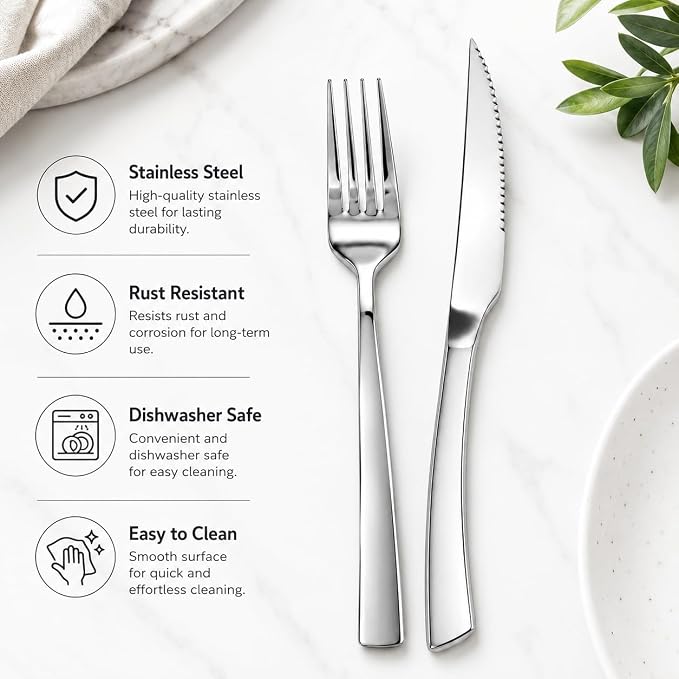 SANTUO 12-Piece Steak Knife and Fork Set - Image 3