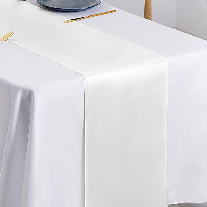 SiinvdaBZX 12 Pcs White Satin Table Runner 12 x 108 inches Long | Bright Smooth - Image 6
