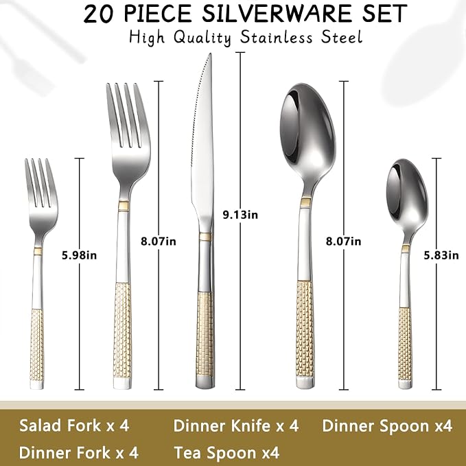 40-Piece Silverware Set Stainless Steel Flatware Set - Image 2