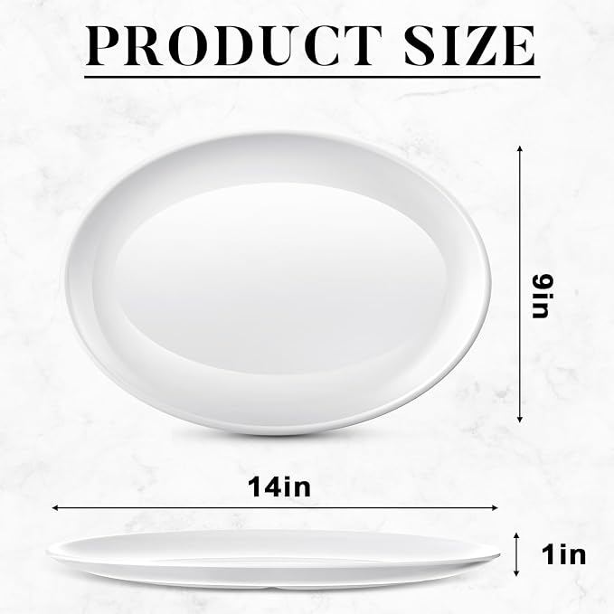 24 Pack 14" Large Serving Platters, Melamine Oval Plates Tray, Durable Plastic - Image 2