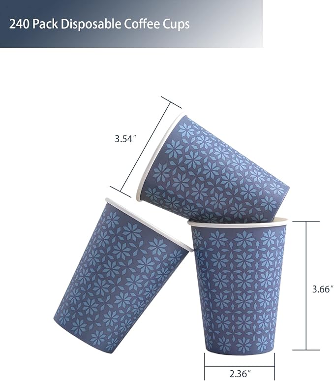 Clawsoff 240 Pack Paper Cups 10 oz Bulk Disposable Coffee Cups Navy Floral | - Image 2