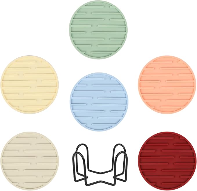 Silicone Coasters for Drinks Coaster Set of 6 pcs Cup Coasters by Unknown