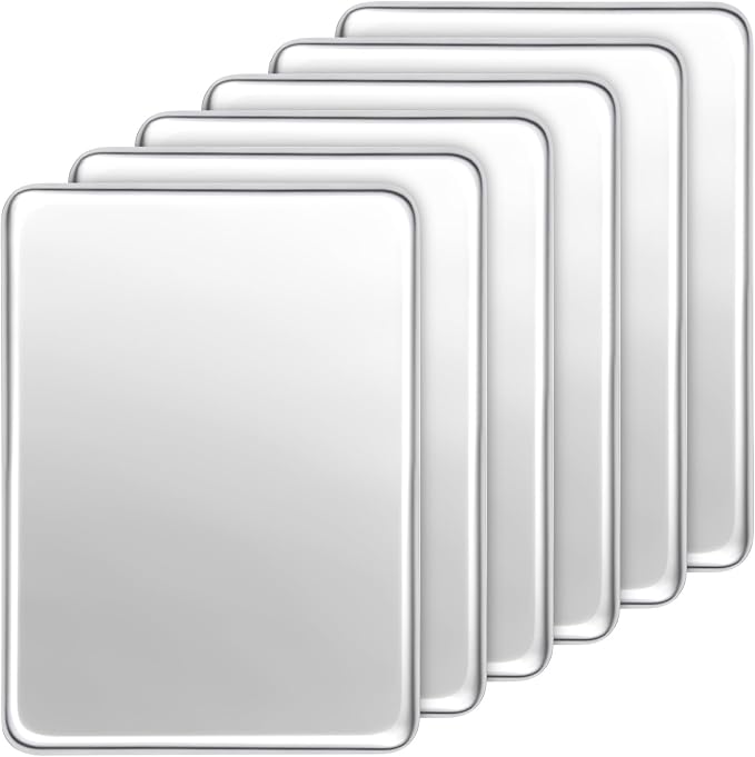 6 Pack Stainless Steel Tray 16 x 12 Inch Metal Food Serving Tray by Remerry
