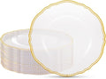 60 Pcs Clear Gold Dinner Plates by Hioasis