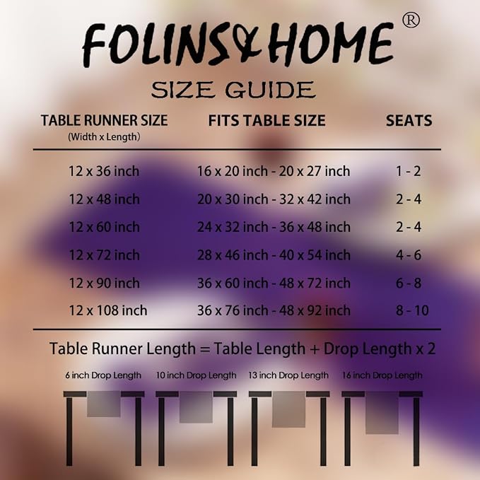 FOLINS&HOME Purple Waterproof Decorative Table Runner 72 Inches Long | 210GSM - Image 6
