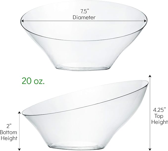PLASTICPRO Disposable Angled Plastic Bowls Round Medium Serving Bowl, Elegant - Image 2