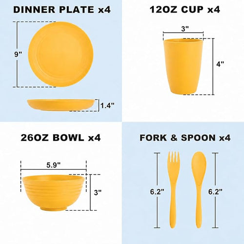 20 Piece Wheat Straw Dinnerware Sets - Image 2