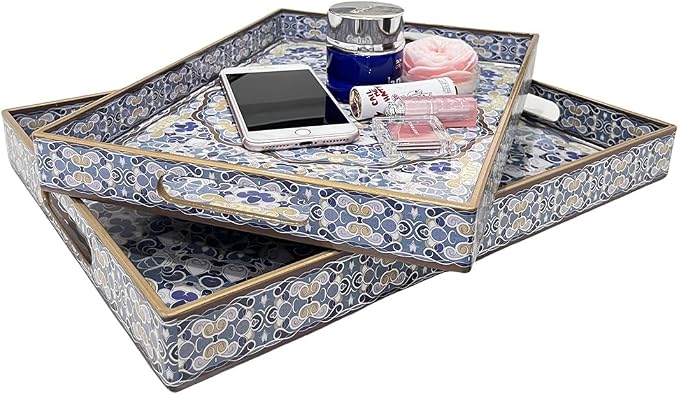 Boho Decorative Tray, Modern Blue Serving Tray - Image 7