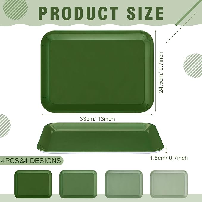 4 Pieces Serving Trays Melamine Platters Reusable Rectangle Party Trays - Image 2