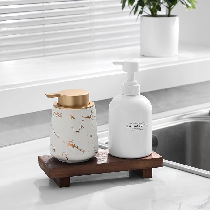 Wood Bathroom Tray Farmhouse Decor Kitchen Soap Holder, 8.7" x 3.6" Walnut | - Image 3