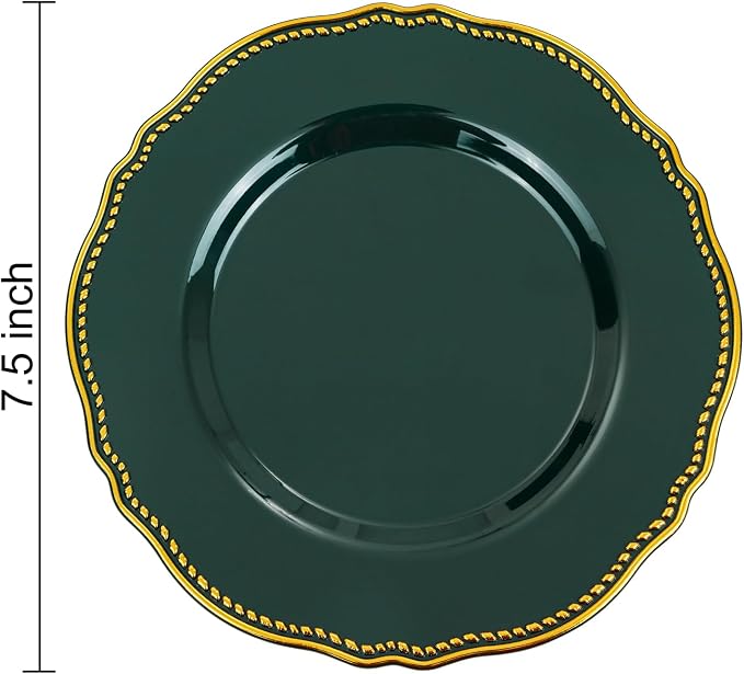 60 Pcs Green Gold Dessert Plates - Image 6