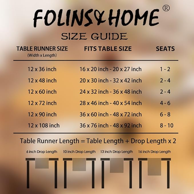 FOLINS&HOME Gold Waterproof Decorative Table Runner 48 Inches Long | 210GSM - Image 6
