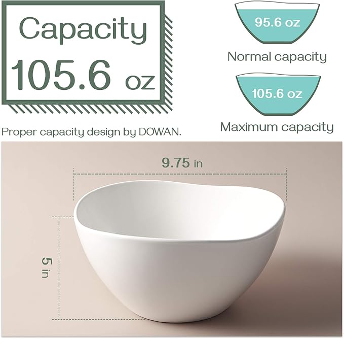 DOWAN Large Mixing Bowls, Ceramic Serving Bowls, 3.2 Quart Deep Salad Bowls - Image 3