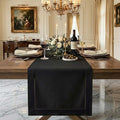Signature Linen™ by D'Moksha Black Table Runner 108 Inches Long, 100% Pure Linen by DMokshaHomes