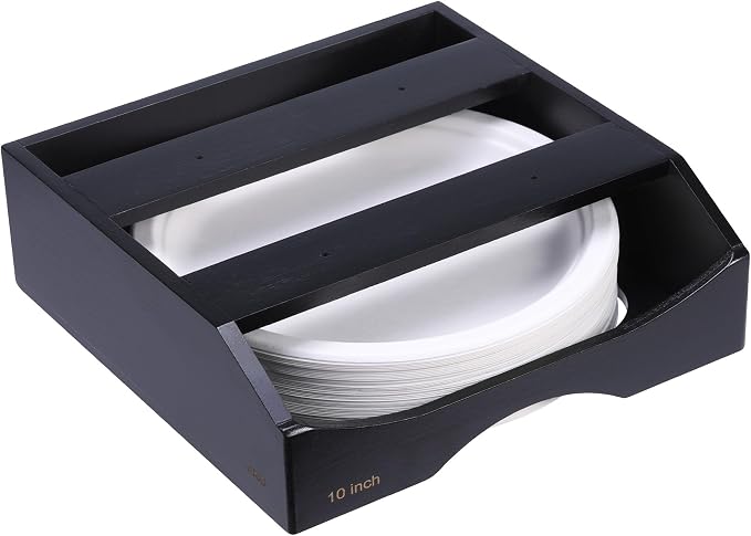 10-inch Paper Plate Dispenser Under Cabinet, Bamboo Paper Plate Holders - Image 8